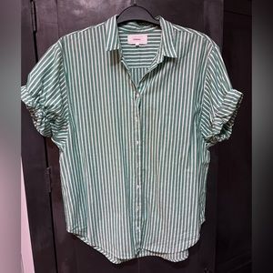 Xirena Channing shirt green stripe